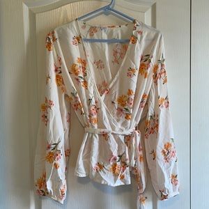 L Old Navy floral wrap blouse. EUC.